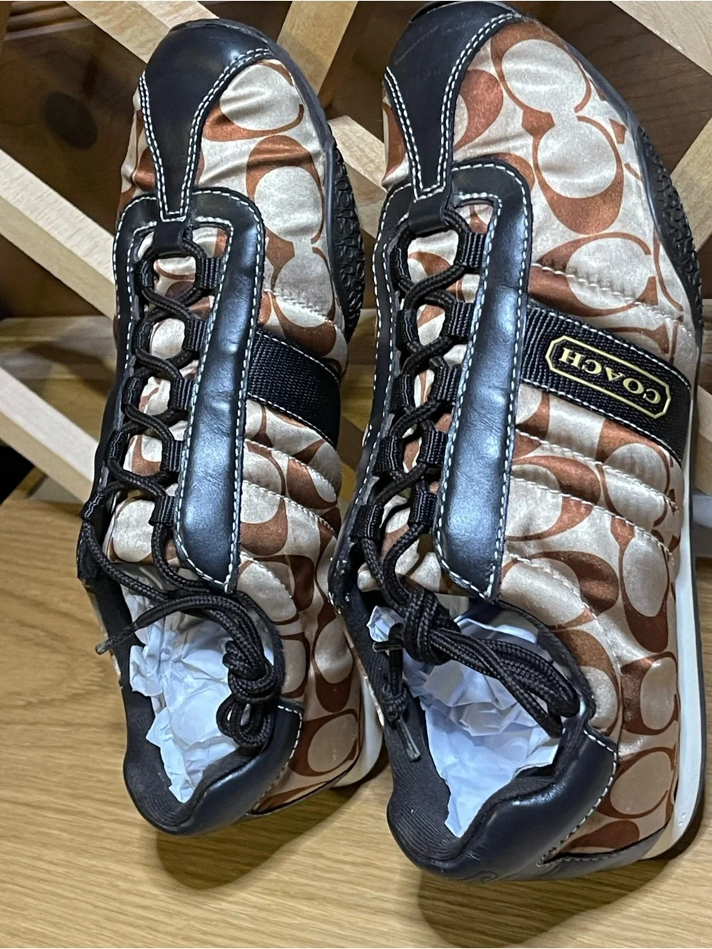 Coach W Sz 8M Metallic Bronze / Choco Quilted low -top Sneaker /Authentic Coach